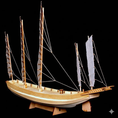 Handmade Wooden Sailboat Model