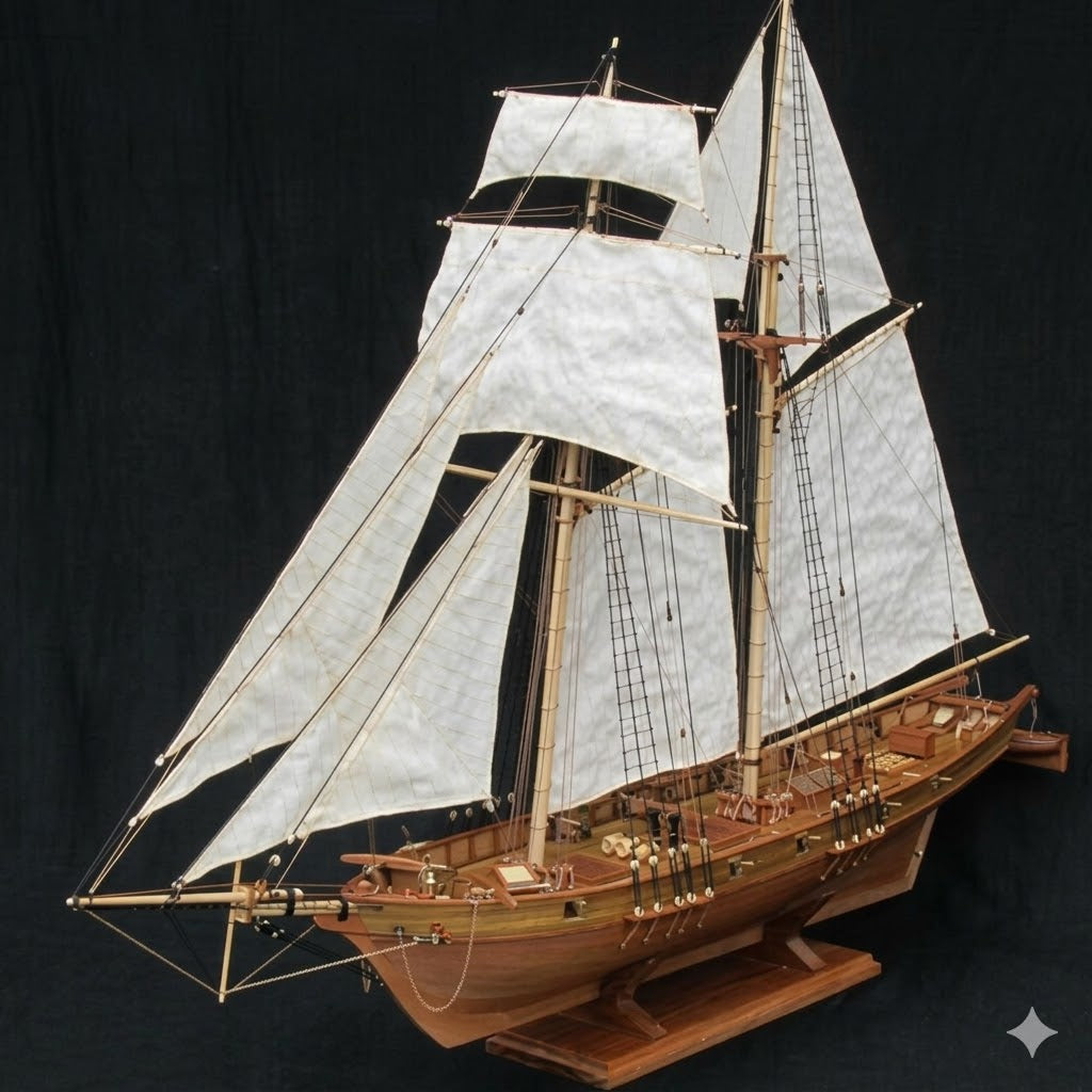 Handmade Wooden Sailboat Model